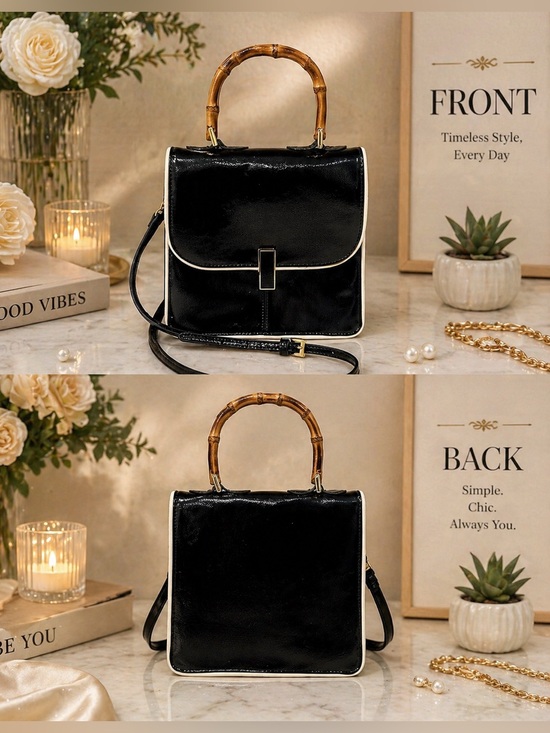 Urban Outfitters Handbags - Urban Outfitters Black Crossbody Bag w/ Bamboo Handle – Chic & Compact